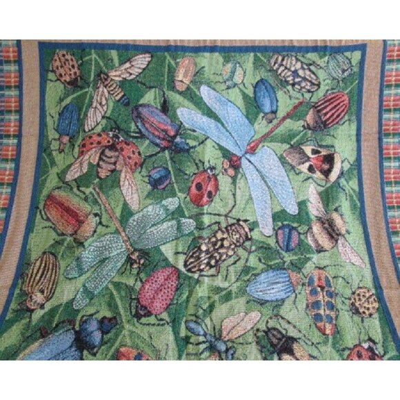 New A Bugs Life Heavy Afghan Cotton Gift Throw Blanket Dragonfly Ladybug Beetle - Picture 3 of 4